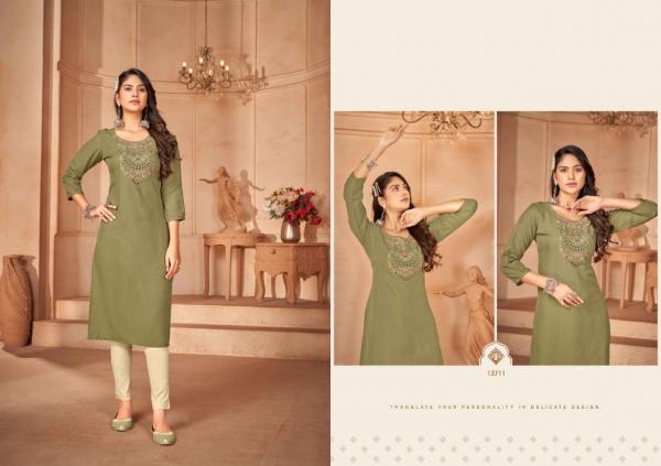 Kalaroop Lily Vol 23 Rayon Fancy Embroidery Kurti Collection